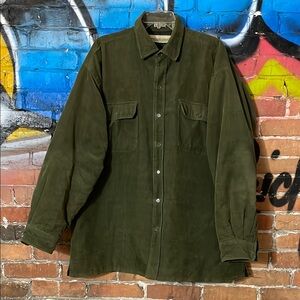 PRIDES LANDING-army green cotton corduroy long sleeve full-button barn jacket